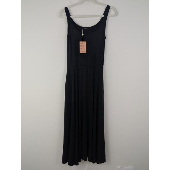 Quince Womens Black Tencel Jersey Sleeveless Fit & Flare Midi Dress NWT Size S - Picture 9 of 9